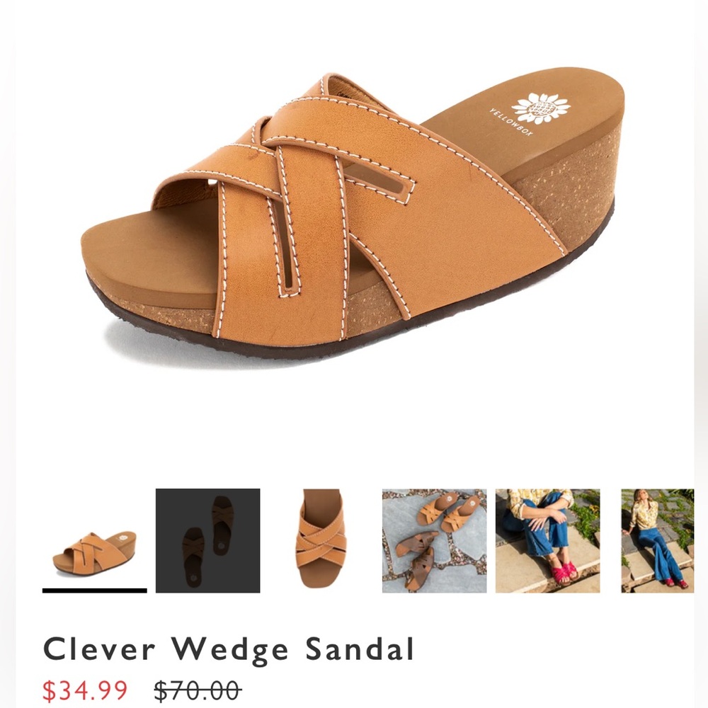 Size 8.5 sandals almond color from yellow box shoes.  New.  Never worn